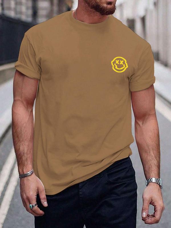 Men's Cartoon Letter Graphic Print Round Neck Sleep Tee, Graphic T-shirts, Regular Fit Casual Short Sleeve Pajama T-shirt, Men's Summer Sleepwear