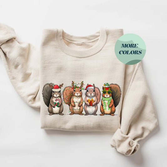 Christmas Squirrel Lights Sweatshirt, Funny Christmas Animals Sweater, Festive Squirrel Lights Shirt, Perfect Christmas Gifts for Animal Lovers, Squir