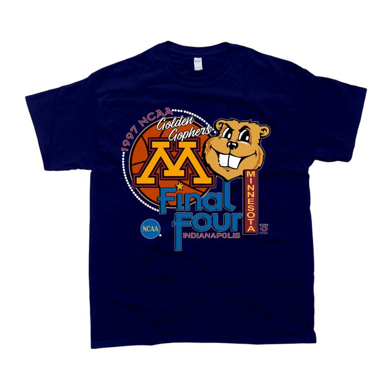 NCAA Final Four Indianapolis Minnesota T-shirt Basketball Top Menswear Fitted Medium Short Sleeve Street Style Tee Underwear Streetwear 90s vintage