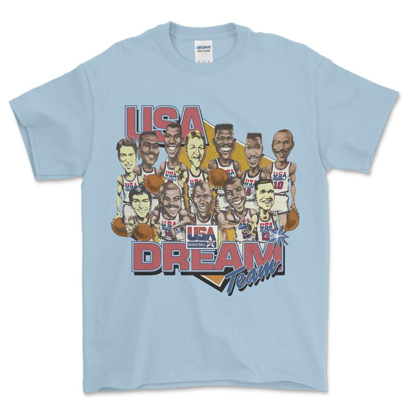 Vintage 1992 Dream Team Basketball Caricature Shirt, graphic vintage sports tees for men