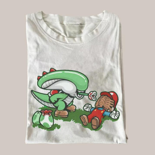 Halloween Vintage Tees, Funny Alien T-shirt, Horror Movie Shirt, Unisex Funny Halloween Shirt Menswear Womenswear Streetwear