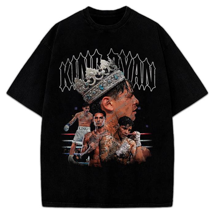 King Ryan Garcia T-Shirt Mexican Boxer World Champion Custom Graphic Tee Crewneck Cotton