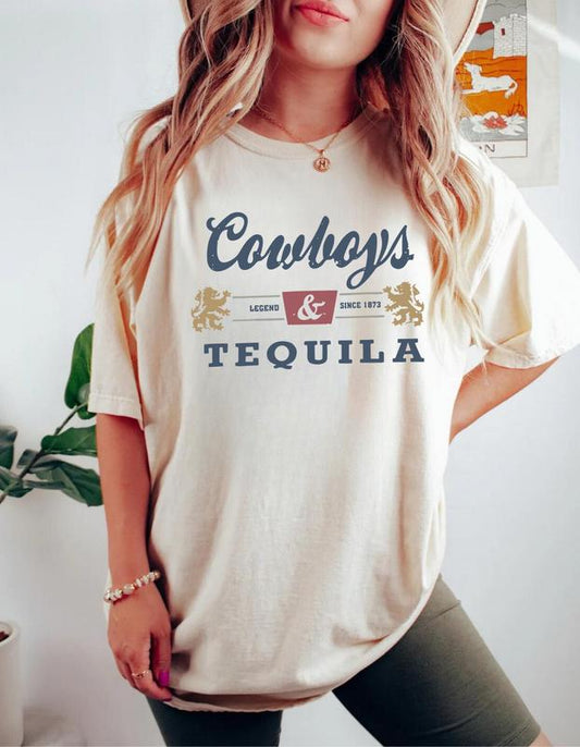 Cowboys and Tequila Unisex T-Shirt, Cowgirl And Tequila T-shirt Comfort Fabric