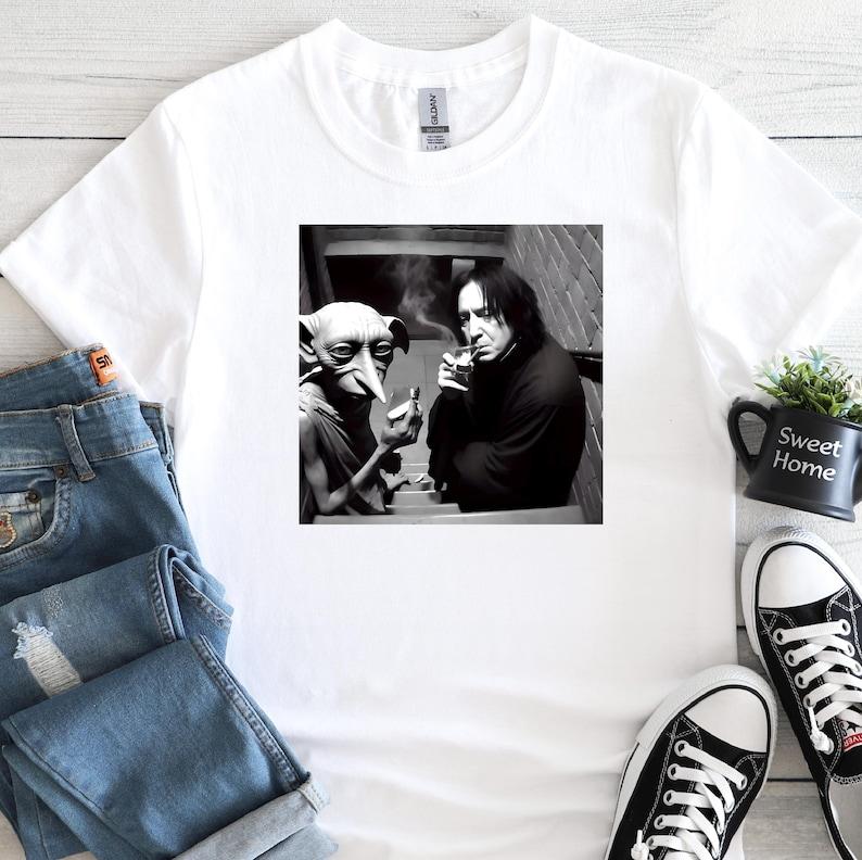 Harry Potter Funny Snape and Dobby Smoking High-Definition Tshirt - Unisex Shirt, Tee, Top, Apparel, Clothing