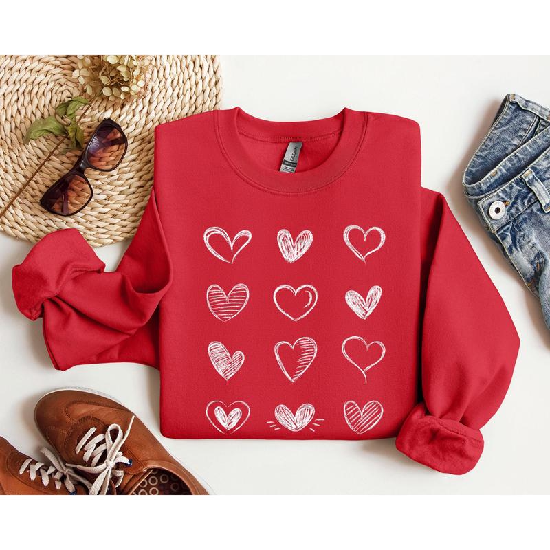 Retro Chic Hearts Sweatshirt, Vintage Valentine's Day Sweatshirt