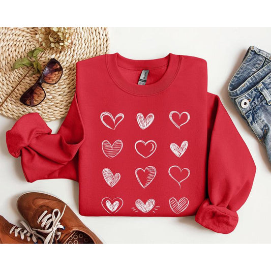 Retro Chic Hearts Sweatshirt, Vintage Valentine's Day Sweatshirt