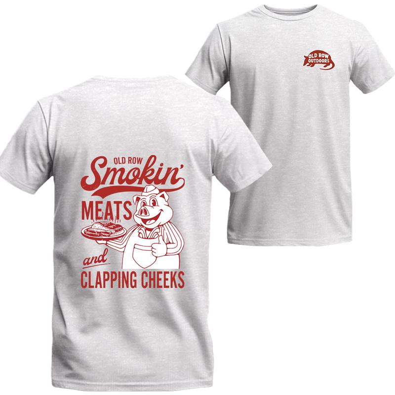 Old Row The Smokin Meats Graphic 2 Sides T-shirt, clothes seasons, Graphic Short Sleeve Tee, Unisex Shirt, Menswear Top, beer shirt, drinking shirt