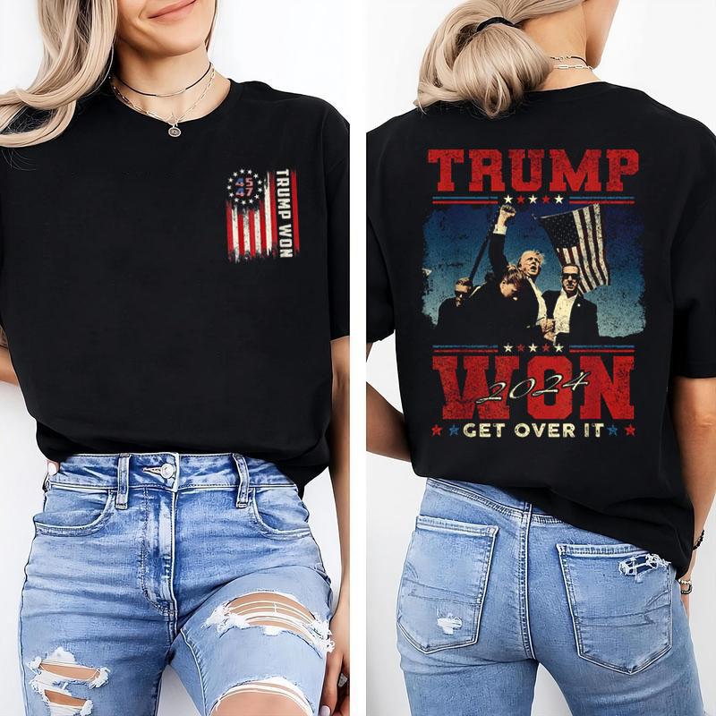 Trump Won Get Over It 2024 Shirt, Trump Victory Shirt, Trump Won 45 47Th President Usa Flag T-Shirt, After Election 2024, Gift For Trump Fans