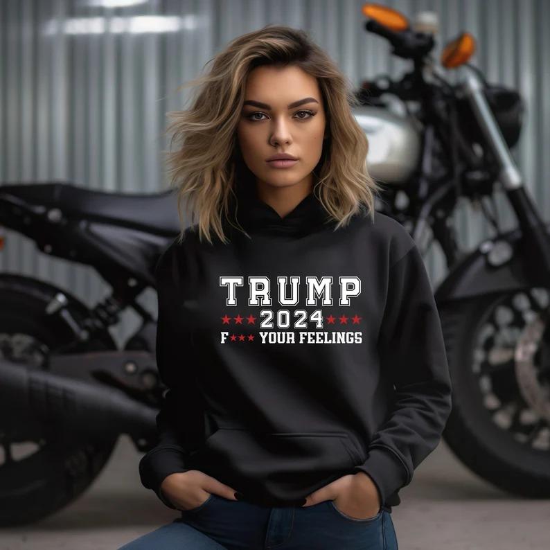 Western Trump Cowboy You Missed Flag Back Hoodie - 2 Side - Trendy Styles Available - Extensive Size Options - Multiple Colorways - Iconic Styles - Cross-gender Fashion