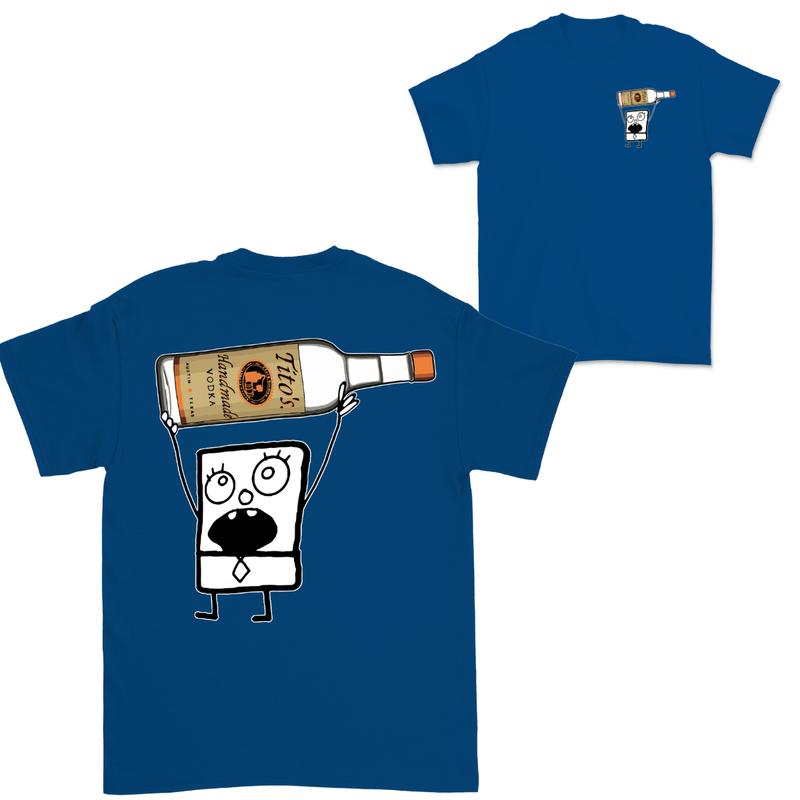 Doodlebob Titoâ€™s Vodka Drawing 2 Sided T-Shirt, Funny Drinking T-Shirt, Summer T-Shirt, Full Color T-Shirt, Unisex T-Shirt, For Men, For Women, Gift For All Menswear Top