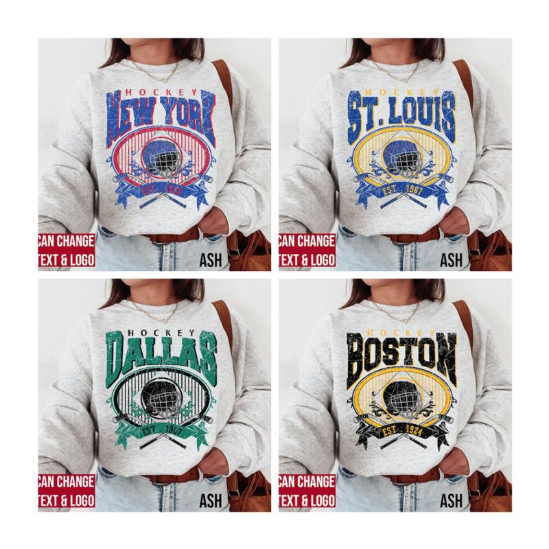 Unisex Vintage Hockey Sweatshirt, Vintage 90s All Team Hockey Ash Grey Sweatshirt, Gift for Hockey Fan W9x5l9 Casual Classic