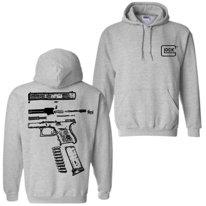 In Glock We Trust Black Hoodie with Multicolor Design - Classic Fit - Unisex - 50/50 Cotton/Polyester , Love