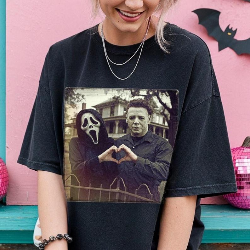 Horror Movie Halloween Sweatshirt Hoodie, Scary Movie Retro Tee, Myers Ghost Face Spooky Season Shirt, Unisex Funny Couple Gift Apparel
