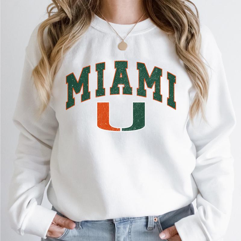Miami Hurricanes Vintage Football NCAA Trendy Sweatshirt, University of Miami Unisex Football NCAA Shirt, Gift For Men, Gift For Girls, Crewneck, Cotton, Sweaters, Pullover