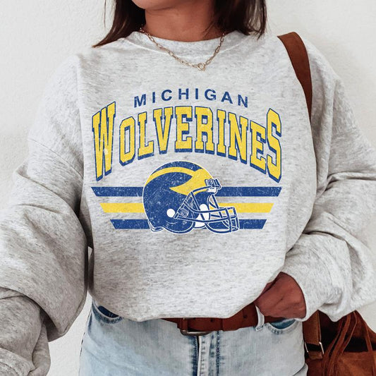 Michigan Wolverines Vintage Football NCAA Sweatshirt, Vintage The University Of Michigan Sweatshirt, Unisex Vintage Sweatshirt NCAA, Classic Sport Sweatshirt, Gifts For Football Fan Sport