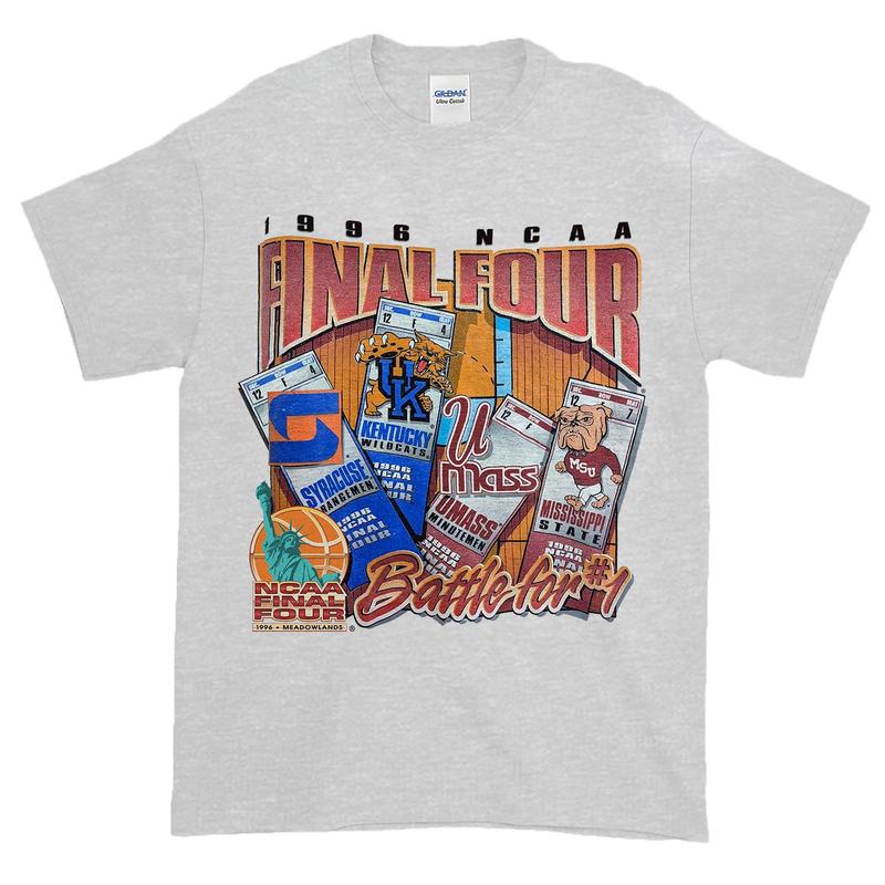 1996 NCAA Final Four SYRACUSE, KENTUCKY WILDCATS, UMASS, MISSISSIPPI STATE Champions T-shirt, Battle for #1 T-shirt Cotton
