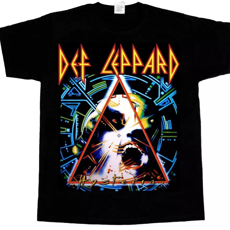 Def Leppard Hysteria Tour Pyromania New T-Shirt Cotton Fabric