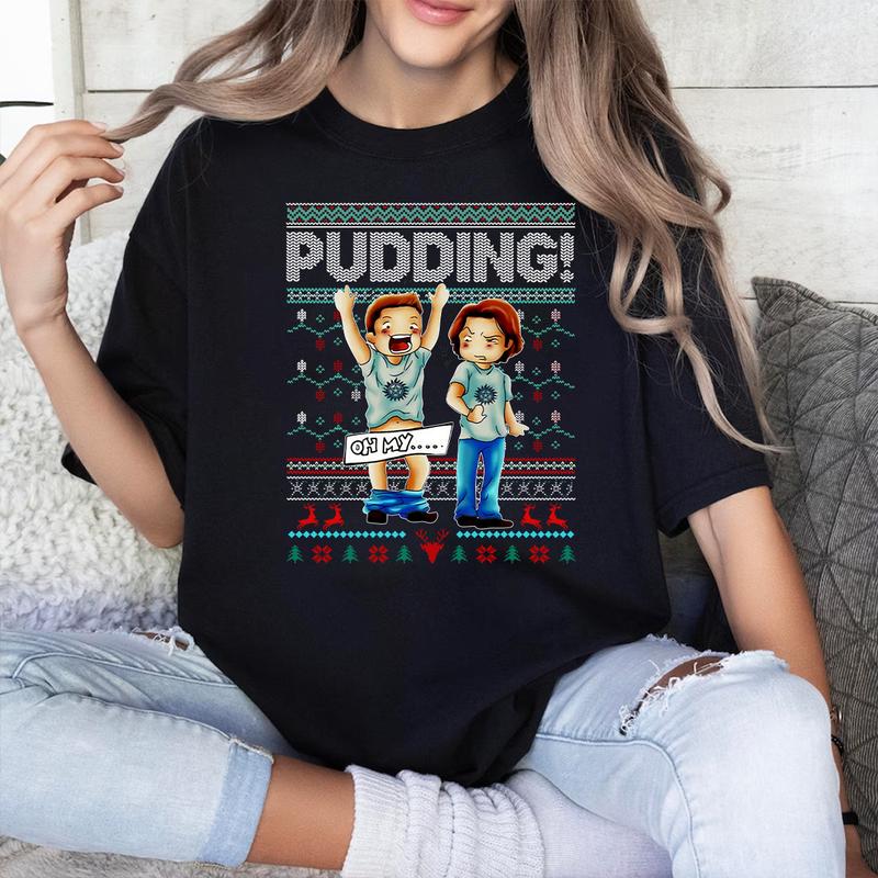 Pudding Dean & Sam Supernatural Shirt, Supernatural Christmas T Shirt, Gift For Woman and Man Unisex T-Shirt Sweatshirt Hoodie