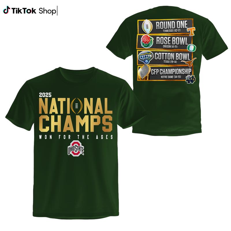Ohio State Buckeyes College Football Playoff 2025 National Champions Won For The Ages TShirts, Ohio State Buckeyes 2025 Tshirt,  Game Day Apparel, Ohi