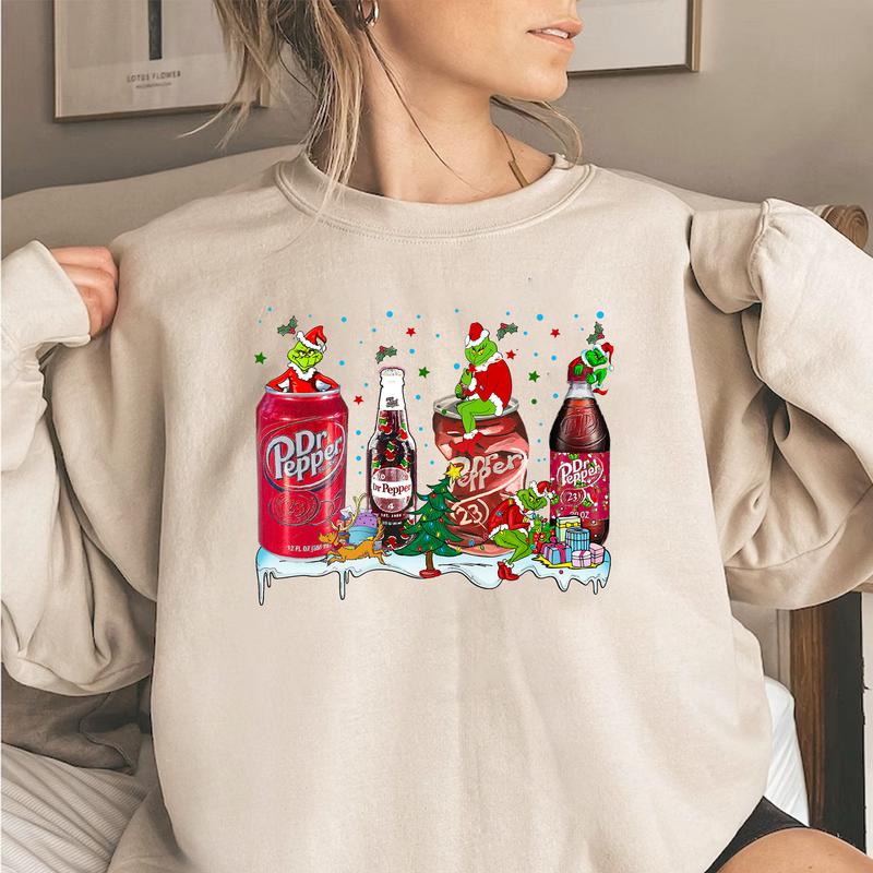 Grlnch Dr Pepper T-shirt Sweatshirt Hoodie, Grlnch Merry Christmas Sweatshirt, Grlnch Dr Pepper Lovers Tee Hoodie Gift For Xmas