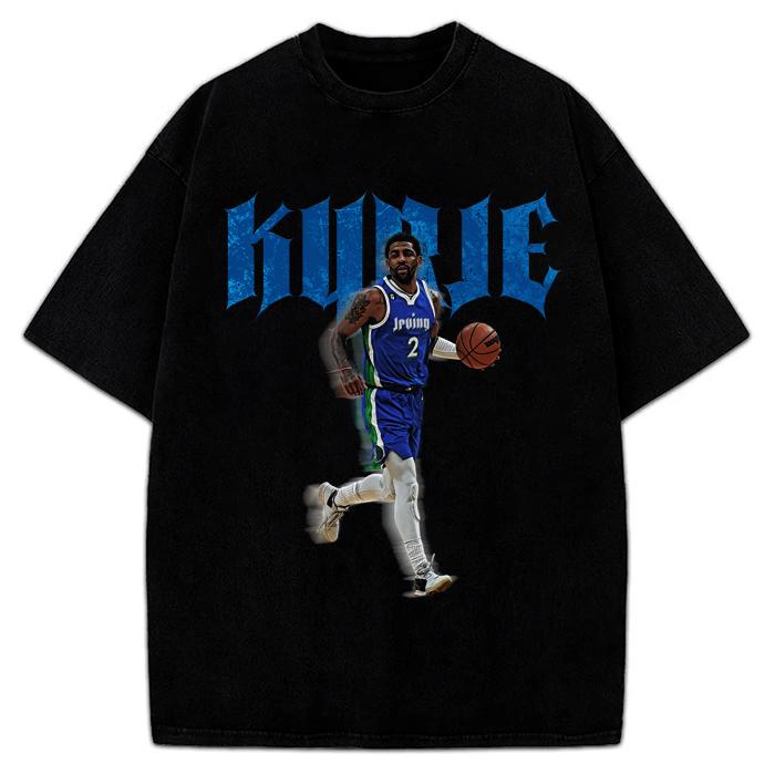 Kyrie Irving T-Shirt Dallas Basketball Custom Design Graphic T-Shirt For Dallas Fans Cotton Menswear