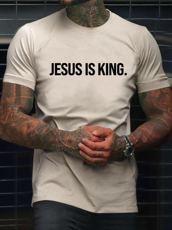 Unisex Men's Letter Print Round Neck GraphicÃ‚Â Tee, Regular FitÃ‚Â Casual Short Sleeve Crew Neck T-Shirt for Summer, Fashion Men's Top for Daily Wear