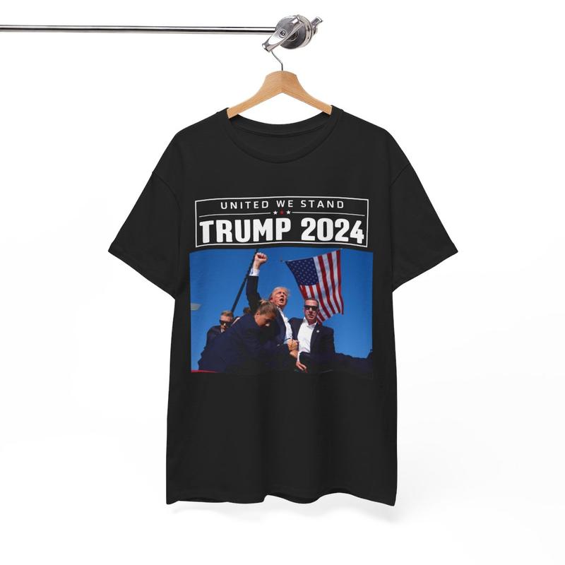 Trump United We Stand - Trump 2024 - Trump Rally Shooter Tshirt - Trump You Missed - Trump Survived - USA Freedom - Donald J. Trump Unisex Heavy Cotton Tee