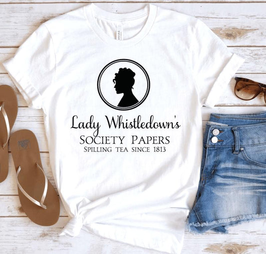 Lady Whistledown's Shirt, Spill The Tea Lady Whistledown's, Society Paper Shirt, Lad,Unisex Cotton Graphic Tee