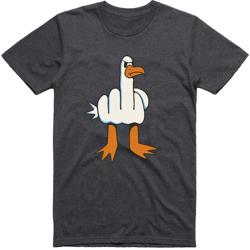 Mens Funny T-Shirt Rude Seagull Design - Regular Fit 100% Cotton Tee with Humorous Appeal for Unisex Fashion