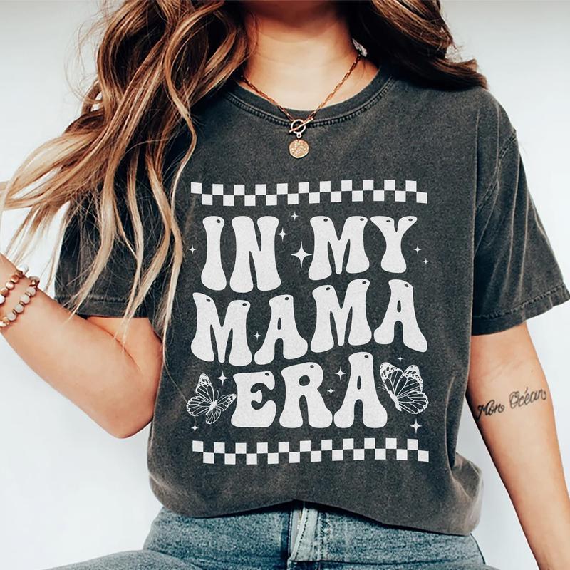 In My Mama Era Shirt, Mom Life T-shirt, Cute Mom Graphic Printed T-shirt, Mama Tee, Vintage Groovy Mom Comfort Shirt, Mother's Day Shirt, Gifts For Mo