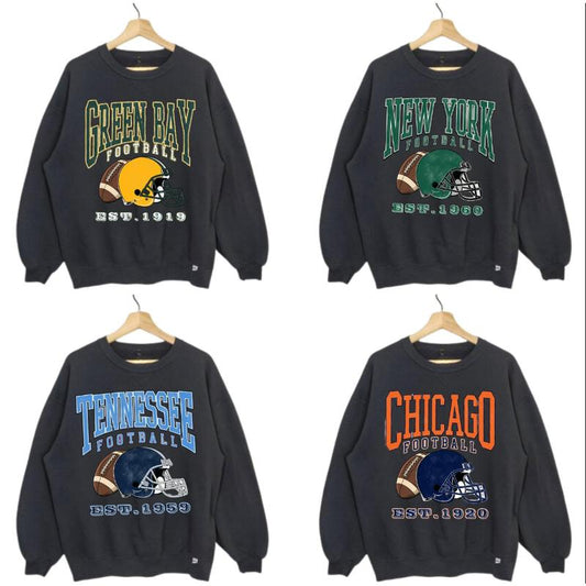 All Team Football Black Color Sweatshirt, Vintage Football Big Words Logo Sweatshirt, Hometown Football Sweatshirt, Vintage Graphic Tees, Football Fan