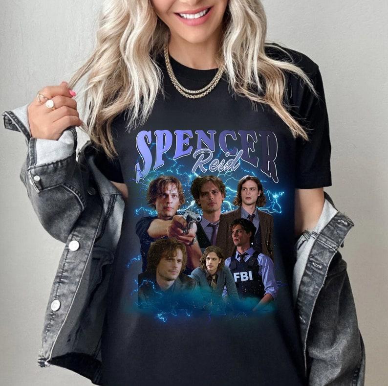 Limited Spencer Reid Vintage T-Shirt, Graphic Unisex T-shirt, Retro 90's Fans Homage T-shirt, Gift For Women and Men Collar Cotton