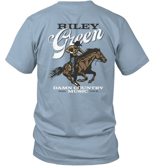 Riley Green Damn Country Music Tour 2025 Cowboy Concert Shirt