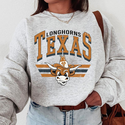 Texas Longhorns Vintage  Football NCAA Sweatshirt, Vintage Sweatshirt NCAA, Classic Sport Sweatshirt, Gifts For Football Fan Sport