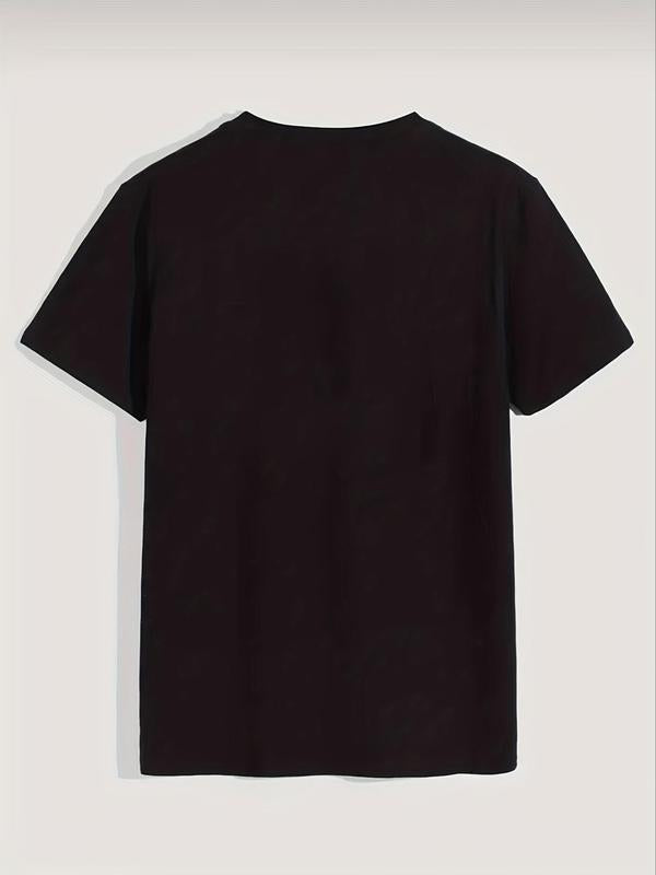 Men's Letter Print Round Neck Tee, Summer Clothes, Casual Regular Fit Short Sleeve Crew Neck T-shirt for Summer, Graphic Tees, Men'sÃ‚Â Streetwear Top fo