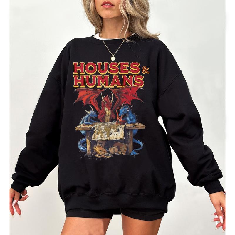 H0uses and Humans D&D Shirt, Dunge0ns and Drag0ns Sweatshirt, Vintage Retro 90s Joke D and D Sweatshirt, Hoodie