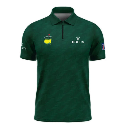 Masters Tournament Rolex Star Dark Green Pattern Zipper Polo Shirt Style Classic Zipper Polo Shirt F