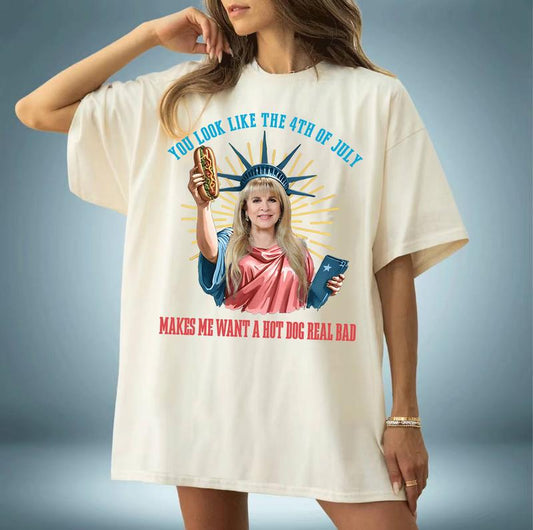 Stev Nic You Look Like The 4th Of July Makes Me Want A Hot Dog Real Bad Shirt, Funny 4th Of July Gift Shirt Hoodie Sweatshirt Unisex
