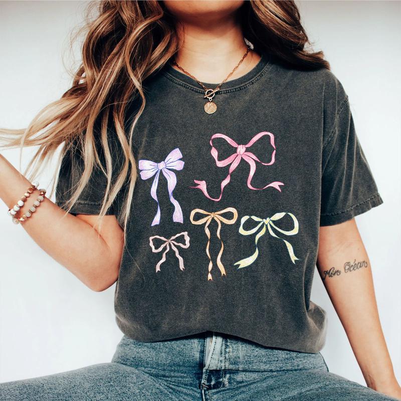 Coquette Bows Shirt for Her, Coquette Aesthetic, Bow Collage Tshirt, Ribbon Shirt for Girl, Comfort Tee Bows Coquette, Ribbon Graphic Tee Oversized, Coquette Gift for Her, Wife Bow Birthday Gift, Coquette Aesthetic, Oversized Graphic Tee, Women Top