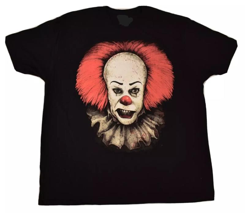 It The Movie Mens Pennywise Terror Clown Black Scary Shirt Classic Cotton Top