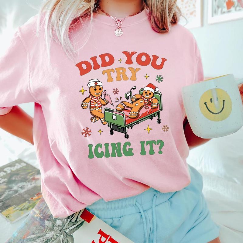 Did You Try Icing It Shirt, School Nurse Christmas Sweater, Funny Cookies Xmas, Emergency Christmas Shirt, PICU ICU Nurse Christmas Tee, Full Size, Fu