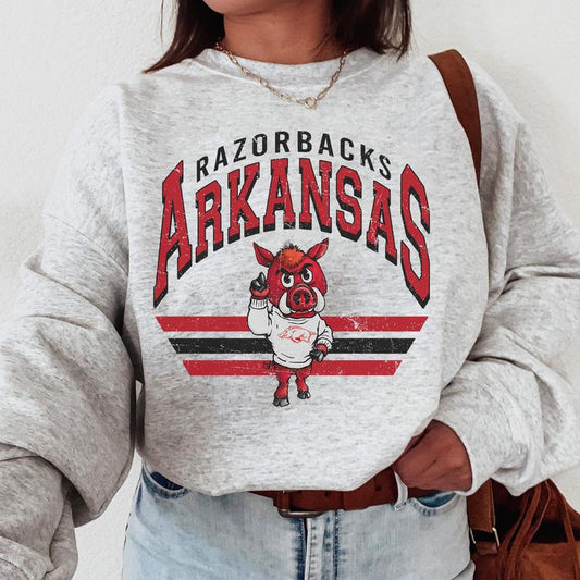 Arkansas Razorbacks Vintage Football NCAA Sweatshirt, Vintage Sweatshirt NCAA, Classic Sport Sweatshirt, Gifts For Football Fan Sport