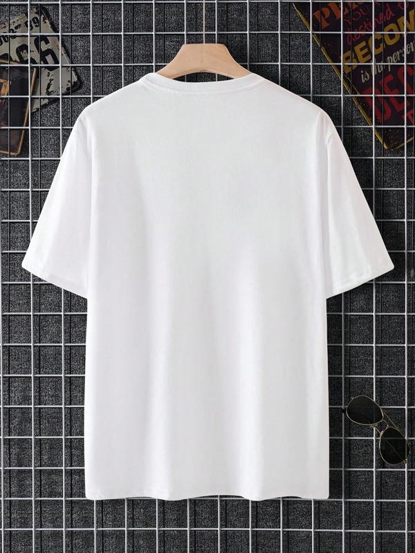 Men's Letter Print Round Neck TeeÂ Summer Clothes, Regular FitÂ Casual Short Sleeve Crew Neck T-Shirt for Summer, Graphic Tees,Â Fashion Men's StreetwearÂ for Daily Wear