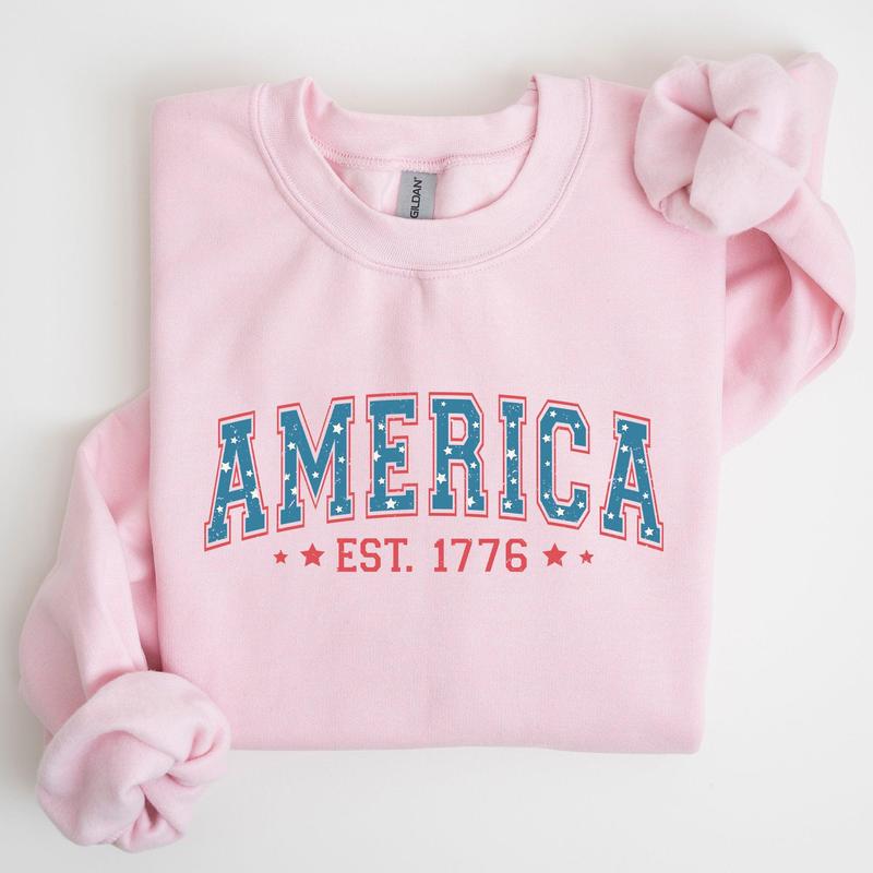 America, 1776, Patriotic, 4th of July Sweatshirt, Women's Crew Neck, Crewneck Casual Comfort Womenswear ComfortableÃ‚Â Graphic