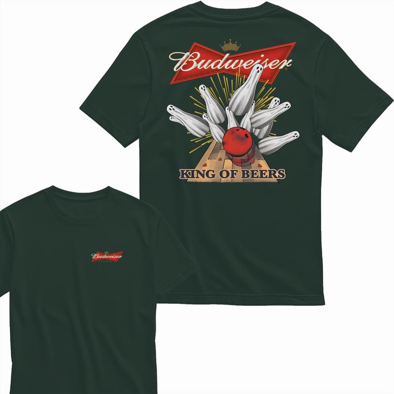 Budweiser Bowling Ghost Strike Beer Unisex T-shirt for Men and Women, T-Shirt Shortsleeve Casual Menswear Top