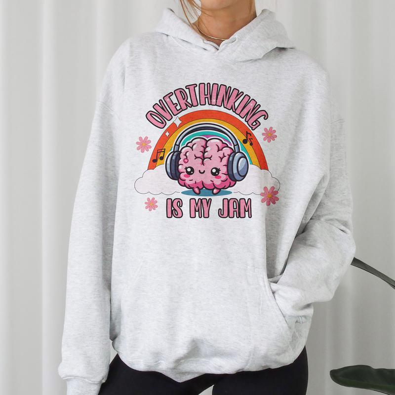 Overthinking is My Jam - Unisex Crewneck Sweatshirt - Print is Sublimation, Funny Tee, Funny Apparel, Gift Idea, Relaxed Fit, Casual Apparel