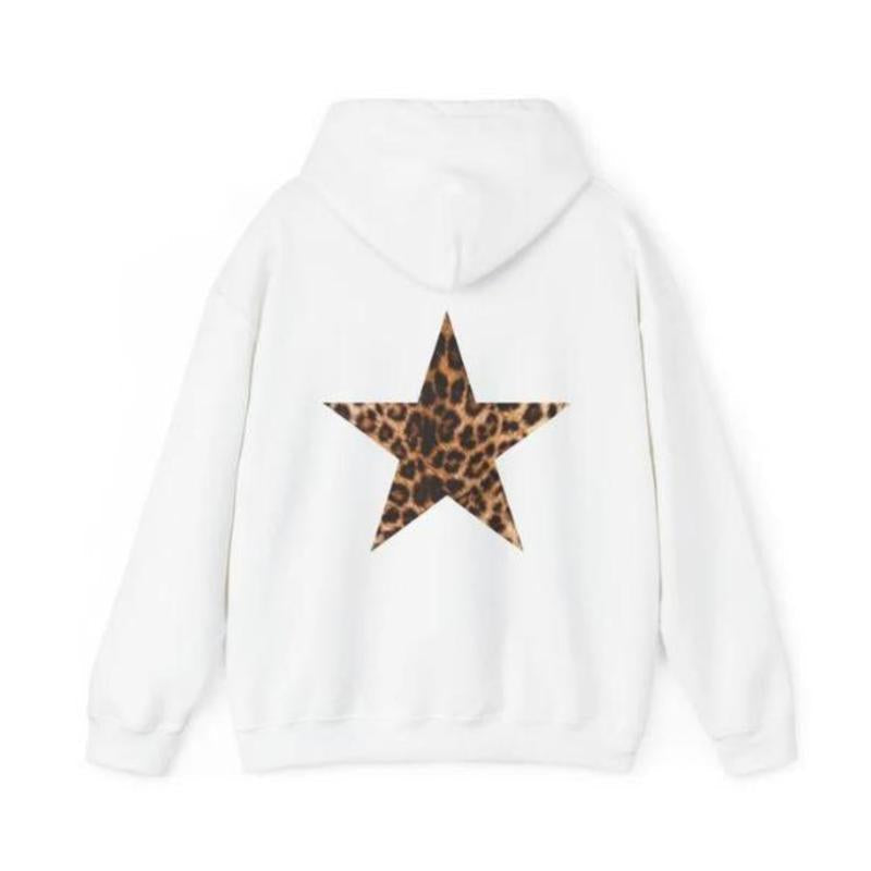 Leoprad Star Hoodie, Y2k Hoodie, Leopard Print Hoodie Unisex Fabric Womenswear