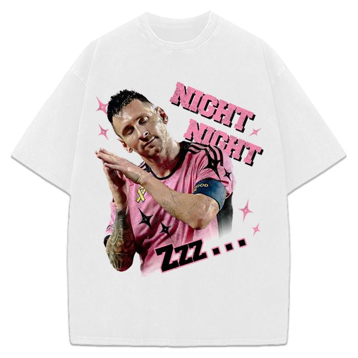 Lionel Messi Night Night Steph Curry Celebration Celly Greatest Of All Time GOAT Graphic T-Shirt Crewneck Cotton Menswear Soft