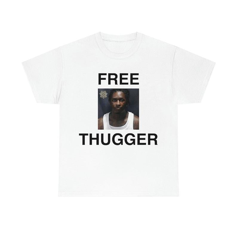 FREE THUGGER Young Thug Rapper Mugshot Tee, Unisex Graphic T-Shirt, Unique Hip Hop Inspired Gifts for Rap Music Lovers and Fashion Fans