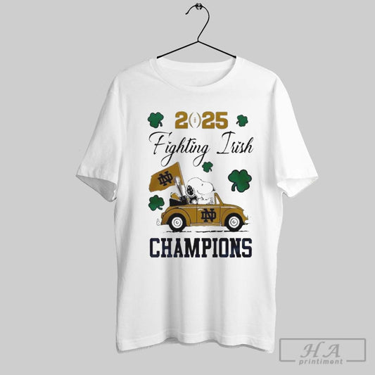 Snoopy Driver 2025 Notre Dame Fighting Irish Champions Shirt
